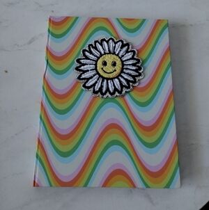 Rainbow Groovy Hardcover Bound Notebook with Smiley Daisy Flower Patch 6x8 NWT